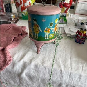 Vintage Pink and Blue Tin Toy